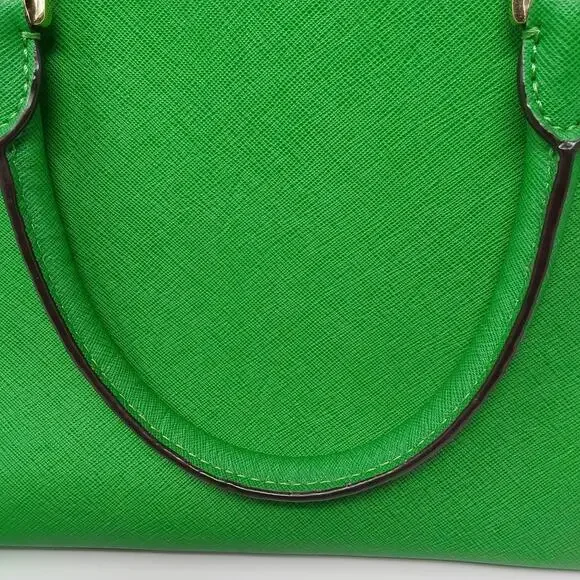 Michael Kors Selma Medium Satchel Green Saffiano Leather Crossbody Tote Purse - Picture 10 of 16